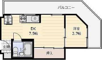 ペシュ七番館(1LDK/5階)の間取り写真