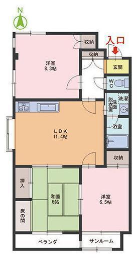 サンパーラ板垣パート2(3LDK/1階)の間取り写真