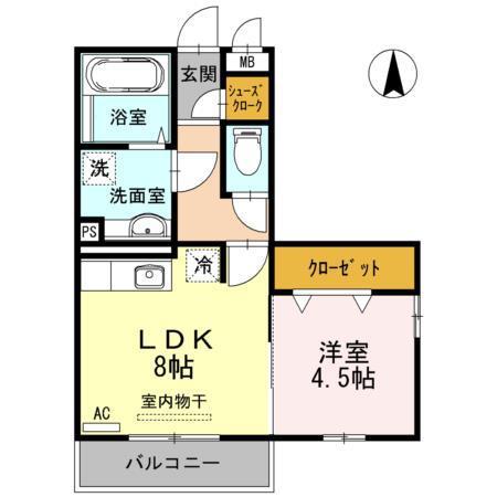 ETERNA イースト(1LDK/2階)の間取り写真
