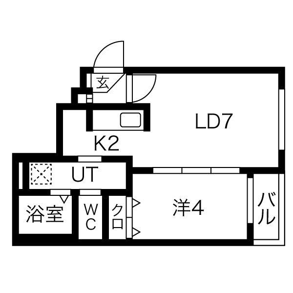 MAISONKAMUYPARKFRONT メゾンカムイパークフロント(1LDK/2階)の間取り写真