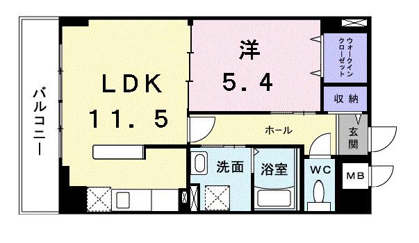 アウル三鷹(1LDK/5階)の間取り写真