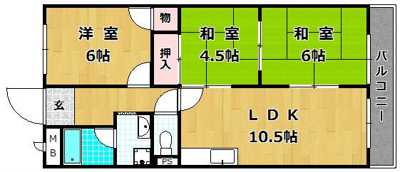 プリーミエル(3LDK/1階)の間取り写真