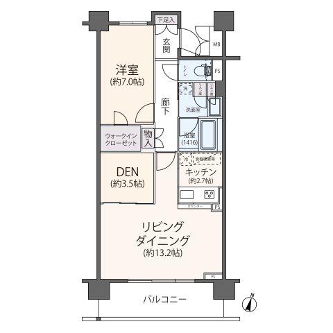 リージア経堂テラスガーデン(1LDK/9階)の間取り写真