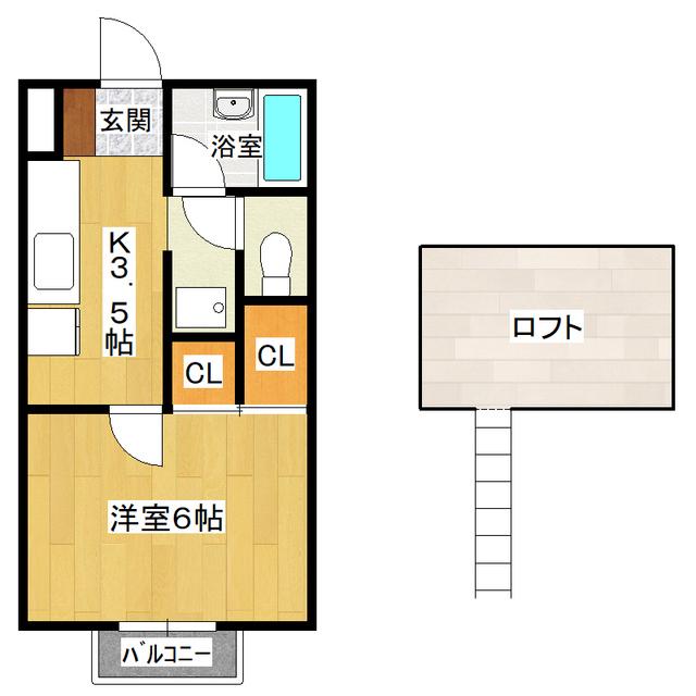 コンフォートハイツA(1K/2階)の間取り写真