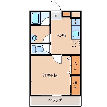 グレースDOAI(1K/2階)の間取り写真