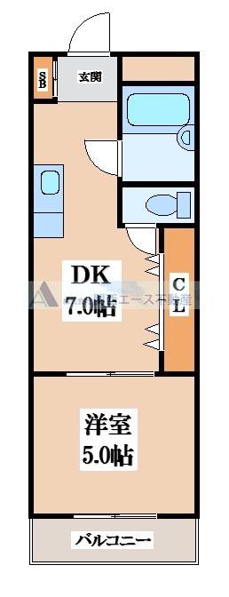 枚岡グリーンヒルズ(1DK/1階)の間取り写真
