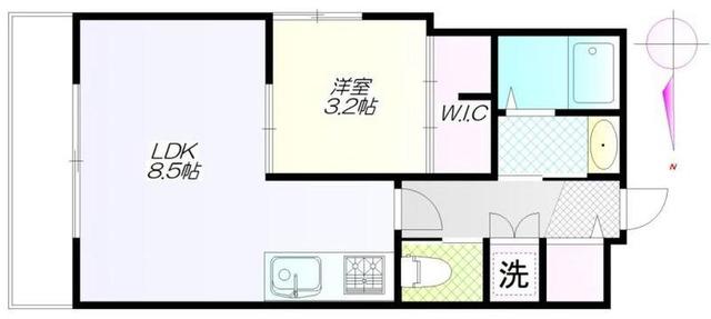アークス三鷹(1LDK/1階)の間取り写真