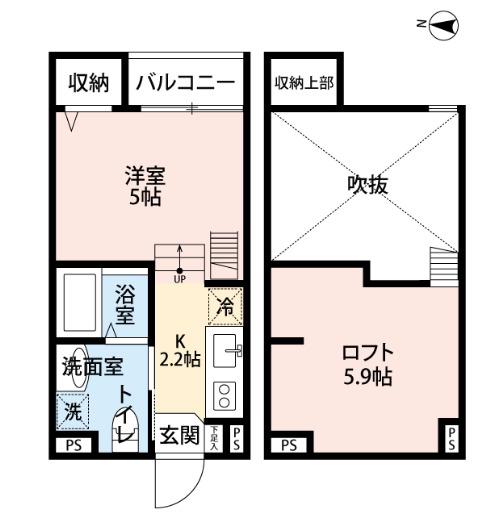 ATURUST(1K/2階)の間取り写真
