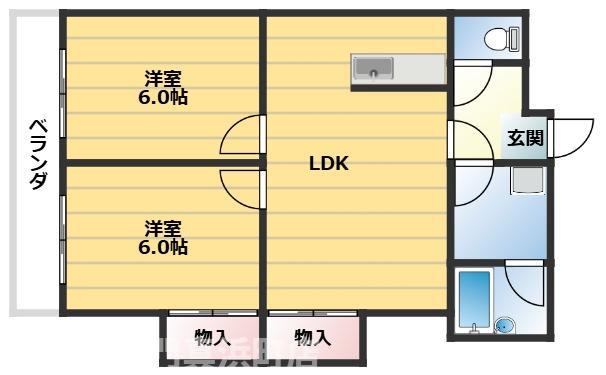 ローズハイツ(2LDK/1階)の間取り写真