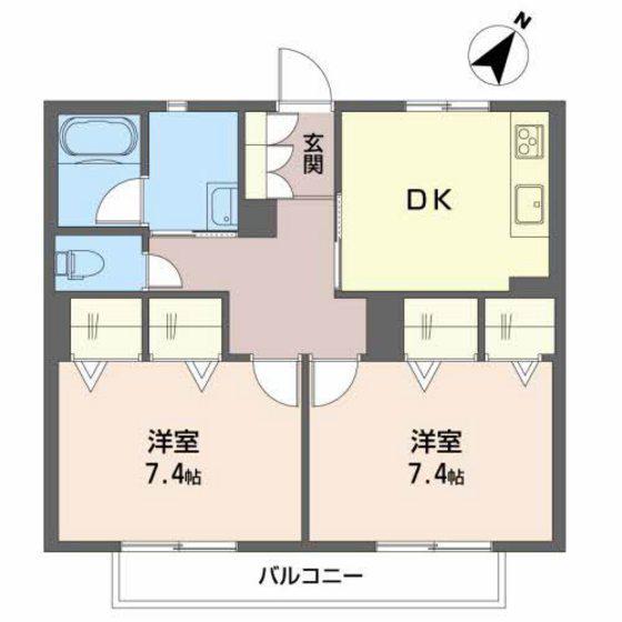 シャーメゾン月見町(2DK/2階)の間取り写真