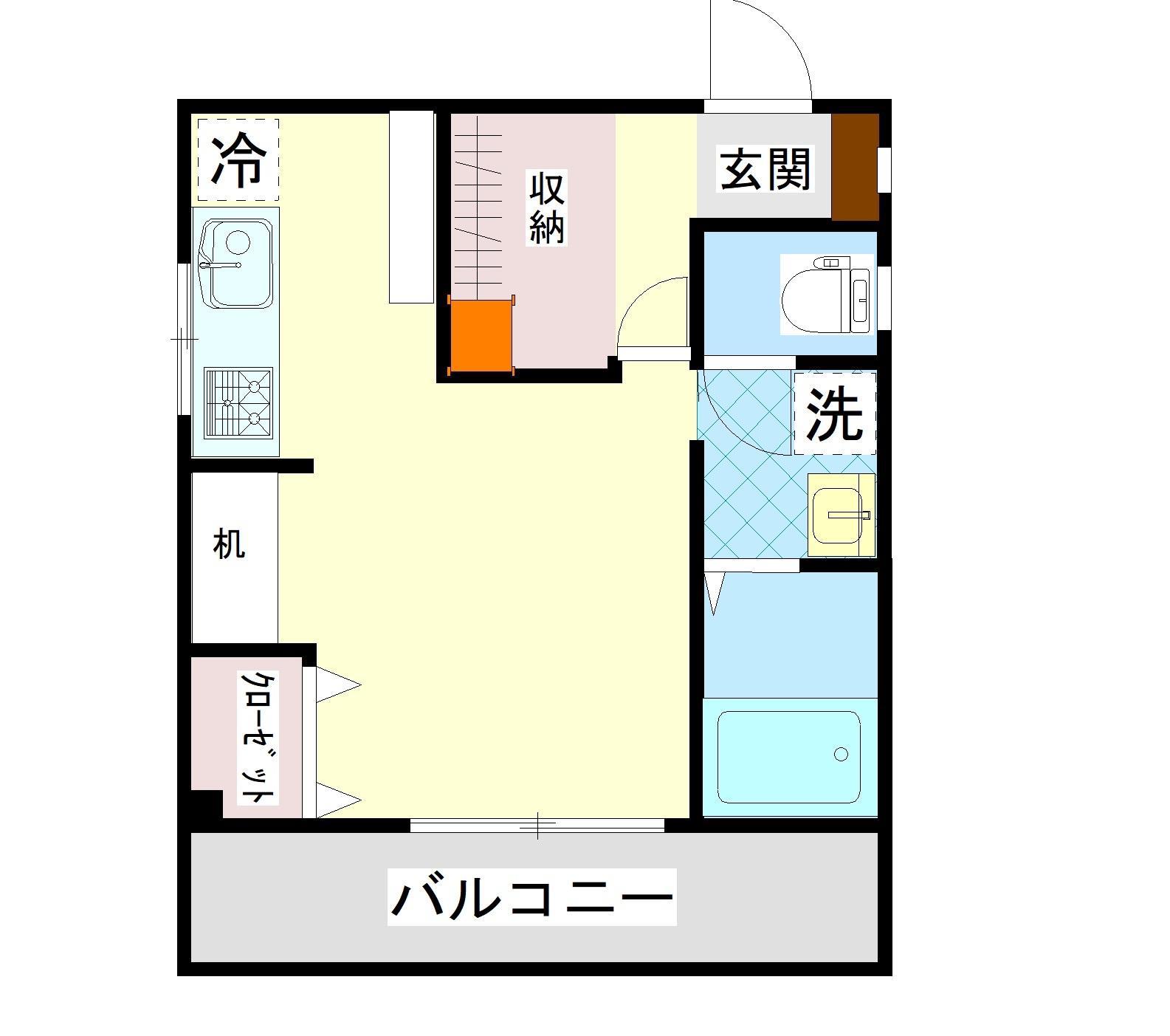 こぐまマンション田町(ワンルーム/4階)の間取り写真