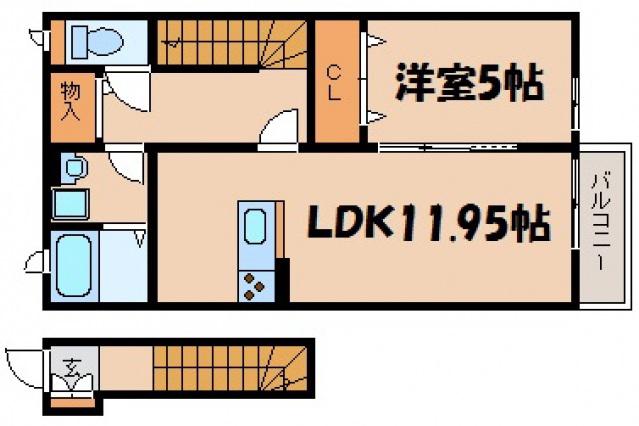 テラス青崎(1LDK/2階)の間取り写真