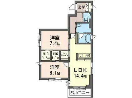 グランツァ(2LDK/3階)の間取り写真