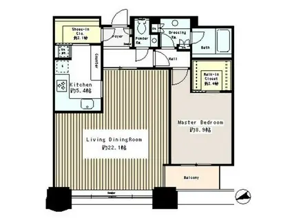 青山パーク・タワー(1LDK/19階)の間取り写真