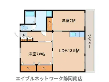 コーポラス小石川(2LDK/3階)の間取り写真