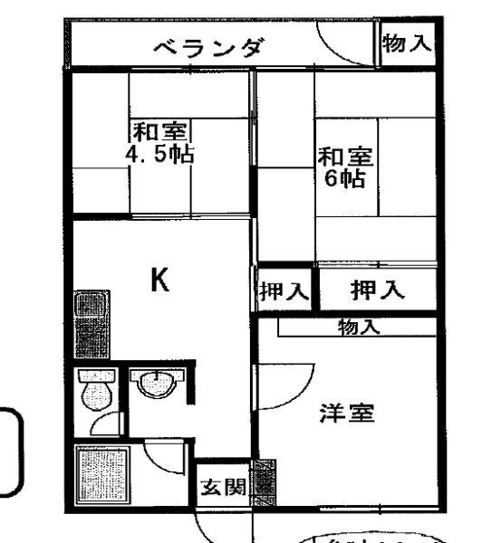 ハイツ梶山(3DK/2階)の間取り写真