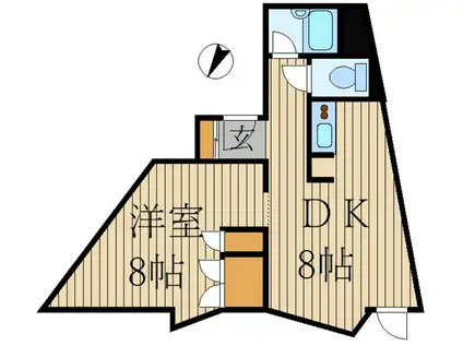 今井ハウス(1DK/2階)の間取り写真