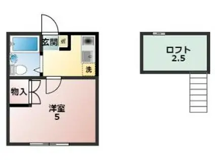グランモア若葉(1K/1階)の間取り写真