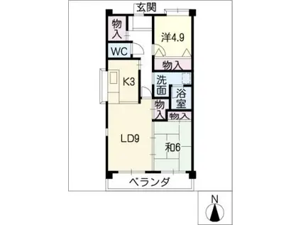 泰輝マンション(2LDK/4階)の間取り写真