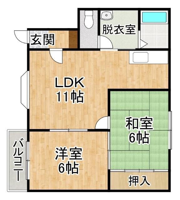 ハイツ久(2LDK/1階)の間取り写真