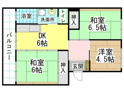 森田第3マンション(3DK/2階)の間取り写真