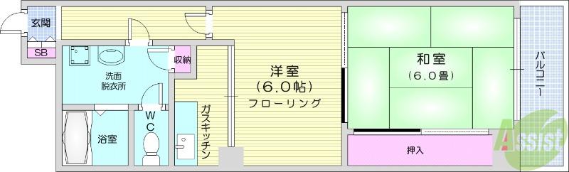 セントラルハイツ(2K/2階)の間取り写真