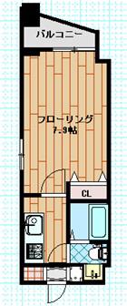 アービア門前仲町(1K/2階)の間取り写真