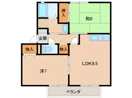 ウインディア鷹匠(2LDK/2階)の間取り写真