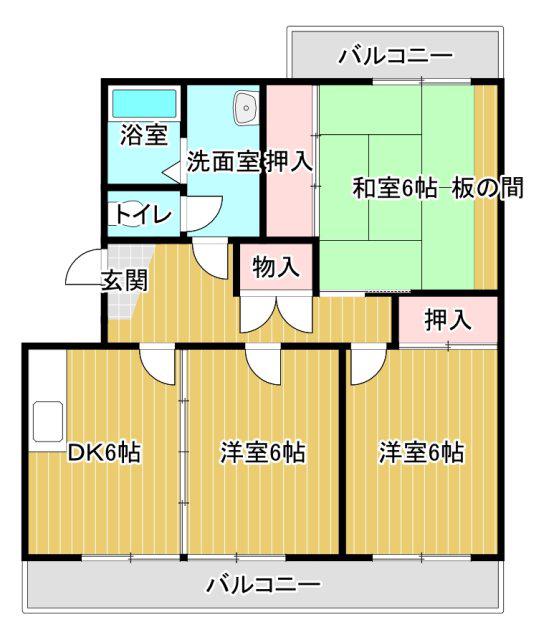 パレス和合(3DK/3階)の間取り写真