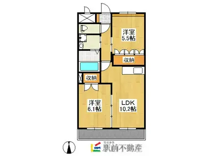 SUN HEIM M&H II(2LDK/1階)の間取り写真