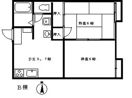 メゾン並木B(2DK/1階)の間取り写真