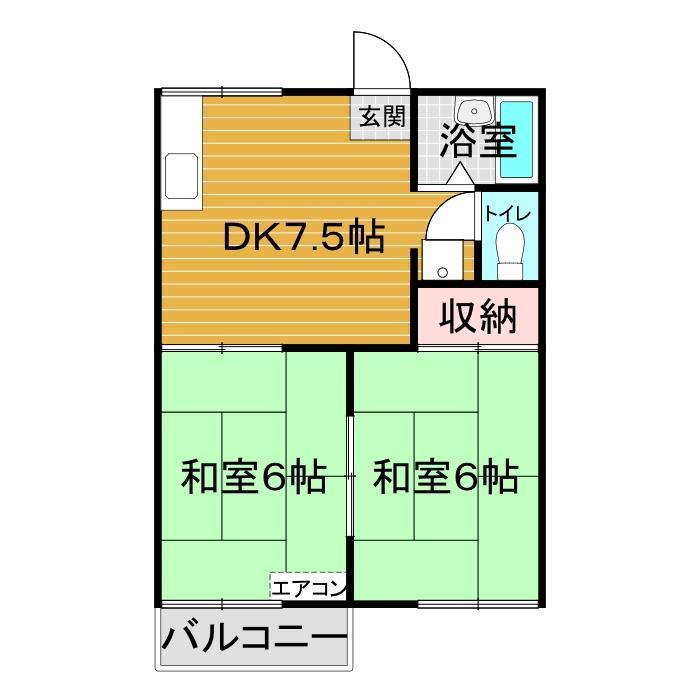 コーポセントポーリア(2DK/2階)の間取り写真