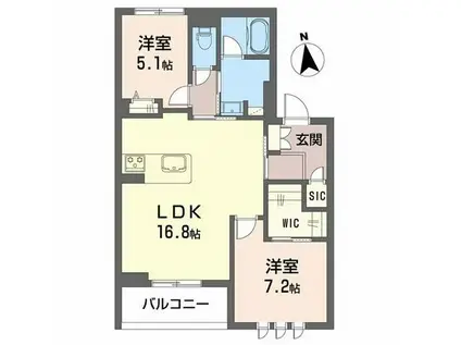 メゾン・ド・ヴァリー上野町(2LDK/2階)の間取り写真