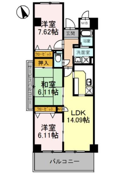 ラ・メゾンMSII(3LDK/6階)の間取り写真