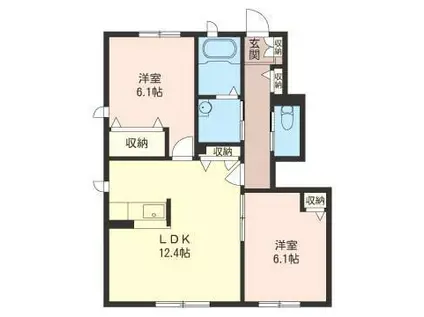 祇水庭 壱(2LDK/1階)の間取り写真