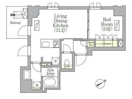 ソラシアレジデンス京橋(1LDK/8階)の間取り写真