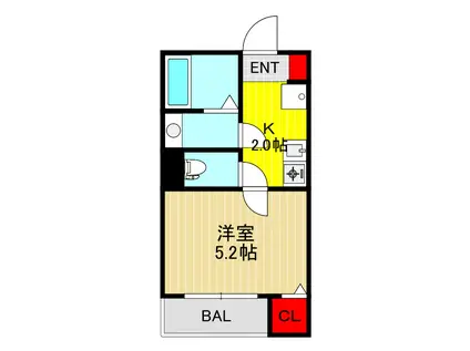 MELDIA西川口II(1K/1階)の間取り写真