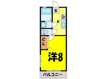 フォールバリー(1K/1階)の間取り写真