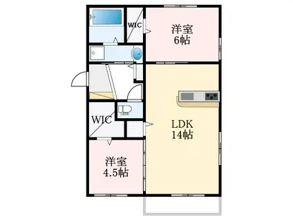 エーデル自由丘III(2LDK/2階)の間取り写真