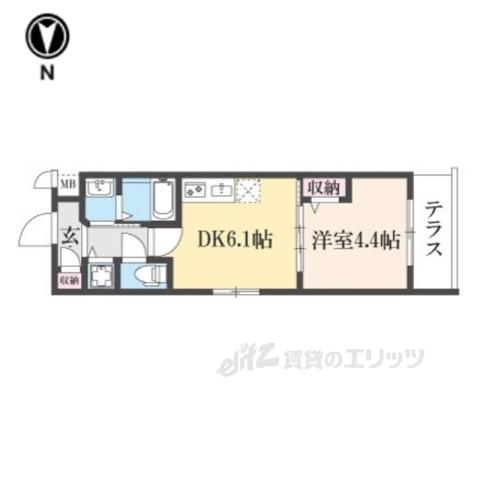 ベラジオワールドアイ京都円町(1DK/1階)の間取り写真