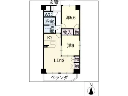 ルミエールカワナ(2LDK/4階)の間取り写真