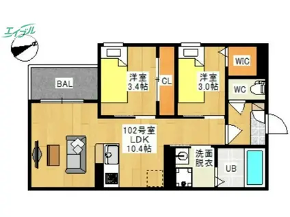 REGALEST LUCENTE(2LDK/2階)の間取り写真