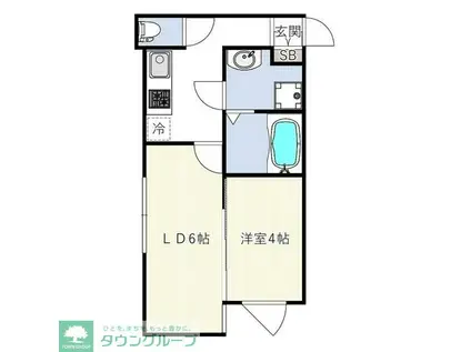 INOVE二子新地(1LDK/1階)の間取り写真