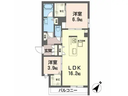 シャーメゾン アンジュヴェールシャルム(2LDK/1階)の間取り写真