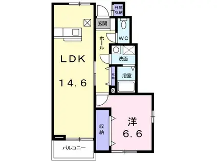 レジーナC(1LDK/1階)の間取り写真