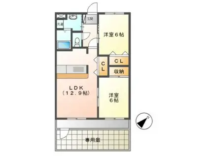エルセンチュリー21(2LDK/1階)の間取り写真