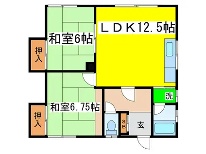 カネ山ハイツA(2LDK/2階)の間取り写真