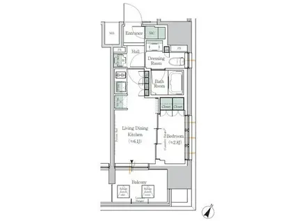 ワンルーフレジデンス田町(1DK/11階)の間取り写真