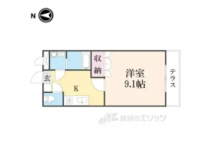 アビエスⅡ(1K/1階)の間取り写真