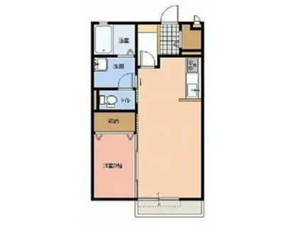 ヴィラ・フローラルB棟(1LDK/1階)の間取り写真